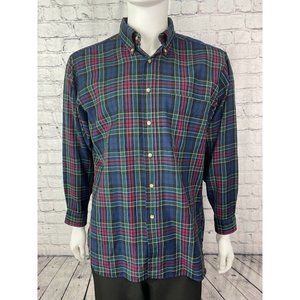 Mens Vintage Sir Pendleton Long Sleeve Plaid Shirt Wool Button Collar Classic L